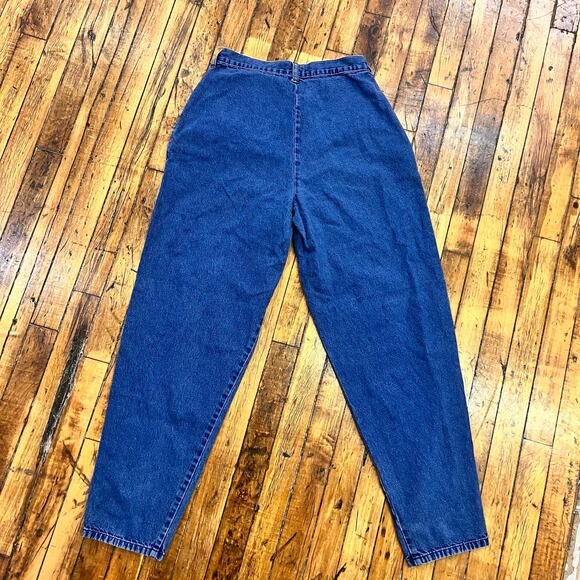 vintage women's 1980's ultra high waist tapered leg pleated jeans 100% cotton - Picture 2 of 5